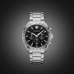 Emporio Armani Mario AR11241 43mm Men's Chronograph Watch – Black & Black Stainless Steel Bracelet