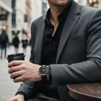 Emporio Armani Gianni AR0397 43mm Men's Chronograph Watch – Black & Black Genuine Leather Strap