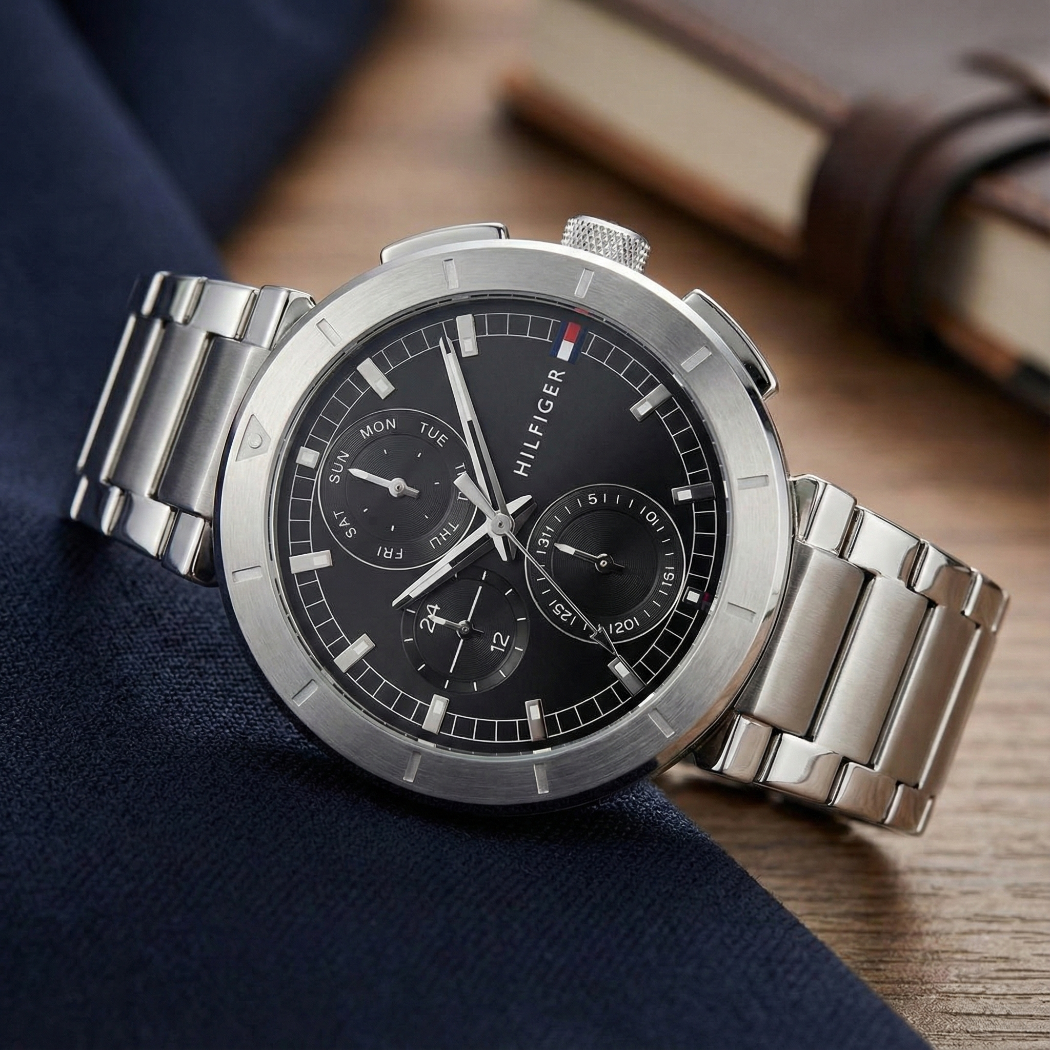 Tommy Hilfiger Signature 1792116 Men's Multi-Function Watch – Black & Silver Stainless Steel Bracelet