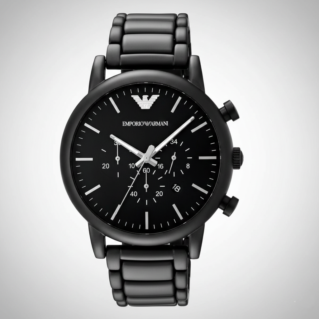 Emporio Armani Luigi AR1895 43mm Men's Chronograph Watch – Black & Black Stainless Steel Bracelet