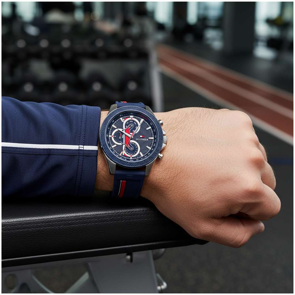 Tommy Hilfiger Signature 1792083 46mm Men's Multi-Function Watch – Blue & Blue Silicone Strap