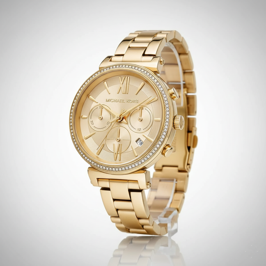 Michael Kors Sofie MK6559 38mm Women's Chronograph Watch – Gold with Gold Stainless Steel Bracelet