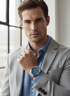 Michael Kors Billie MK9222 44mm Men's Chronograph Watch – Blue & Silver-Tone Stainless Steel Bracelet