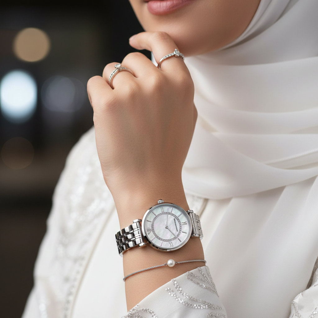 Emporio Armani Gianni T-Bar AR1908 32mm Women's Quartz Watch – White & Silver-Tone Stainless Steel Bracelet