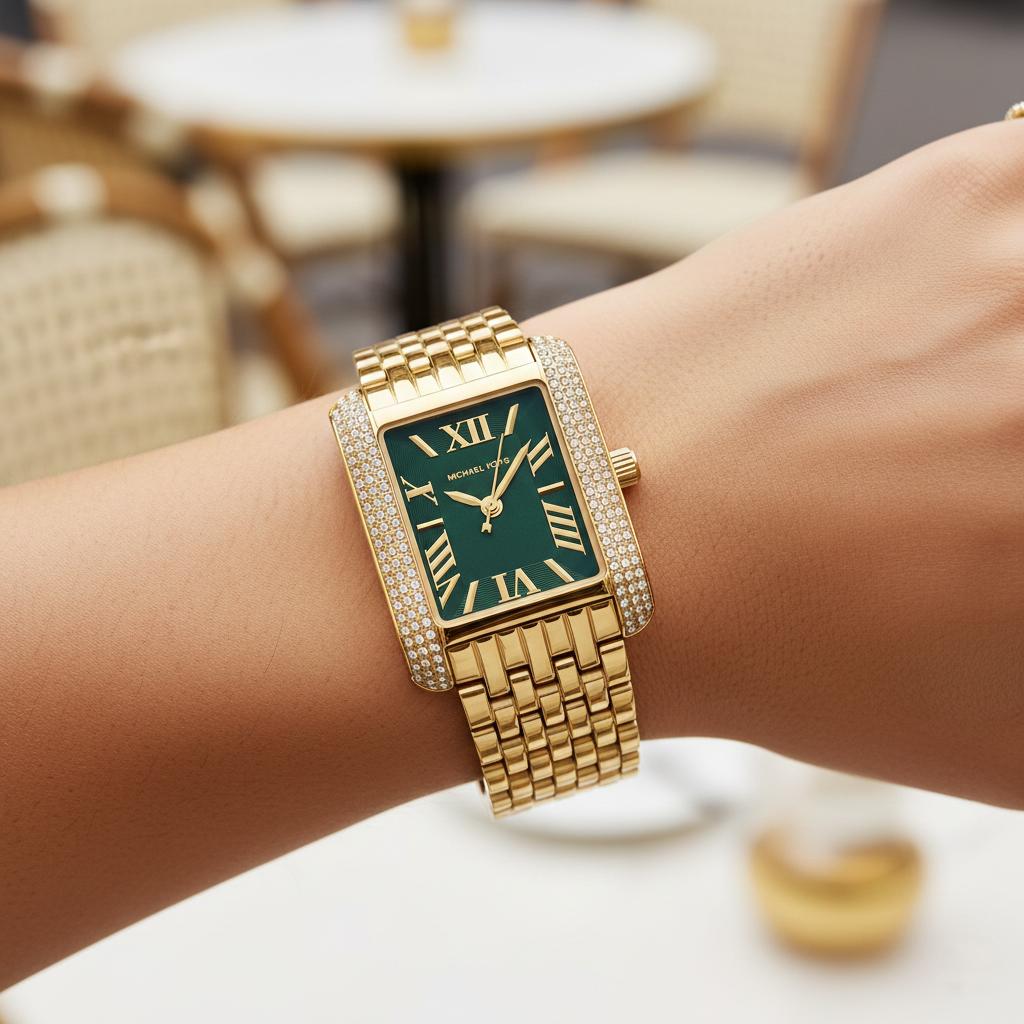 Michael Kors Emery MK4742 22mm Women's Quartz Watch – Green with Gold Stainless Steel Bracelet