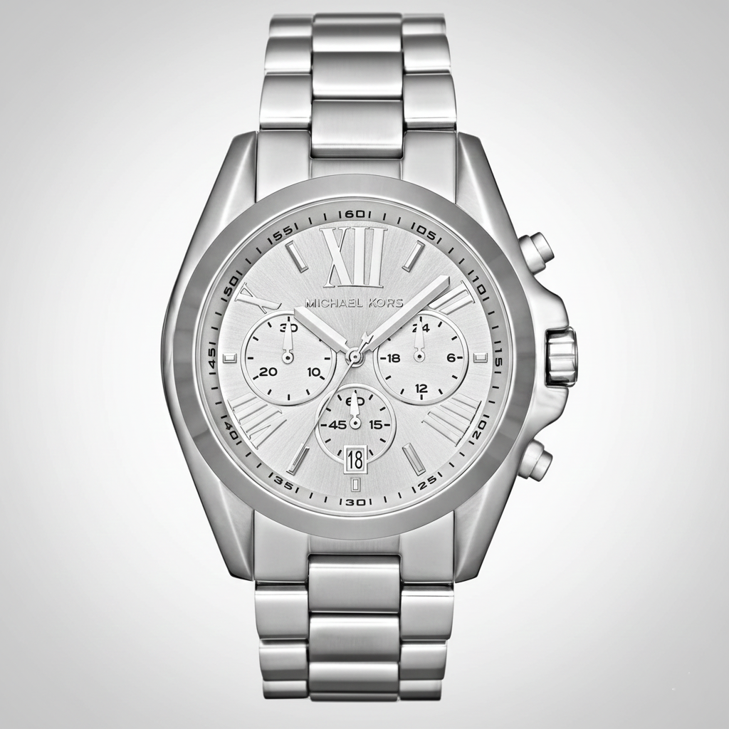 Michael Kors Bradshaw MK5535 43mm Women's Quartz Watch – Silver with Silver Stainless Steel Bracelet