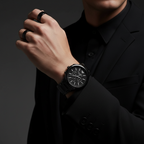 Emporio Armani Ceramica AR1452 43mm Men's Chronograph Watch – Black & Silver-Tone Stainless Steel Bracelet