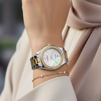 Emporio Armani Federica AR11559 32mm Women's Quartz Watch – Mother-of-Pearl Crystal-Set & Two-Tone Silver and Rose Gold Stainless Steel Bracelet