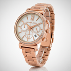Michael Kors Sofie MK6576 39mm Women's Chronograph Watch – Mother Of Pearl with Rose Gold Stainless Steel Bracelet