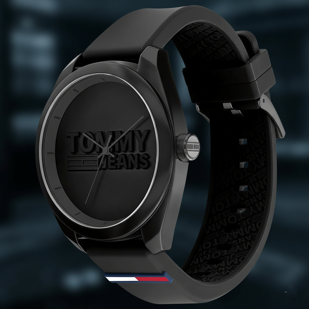 Tommy Hilfiger San Diego 1791928 44mm Men's Quartz Watch – Black & Black Silicone Strap