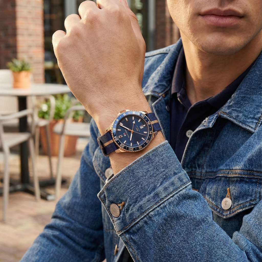 Tommy Hilfiger Signature 1792130 Men's Multi-Function Watch – Blue & Navy Textile Strap