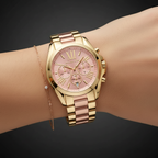 Michael Kors Bradshaw MK6359 43mm Women's Chronograph Watch – Rose Gold with Two-Tone Stainless Steel Bracelet