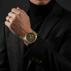 Michael Kors Brecken MK8867 45mm Men's Chronograph Watch – Black & Gold Stainless Steel Mesh Bracelet
