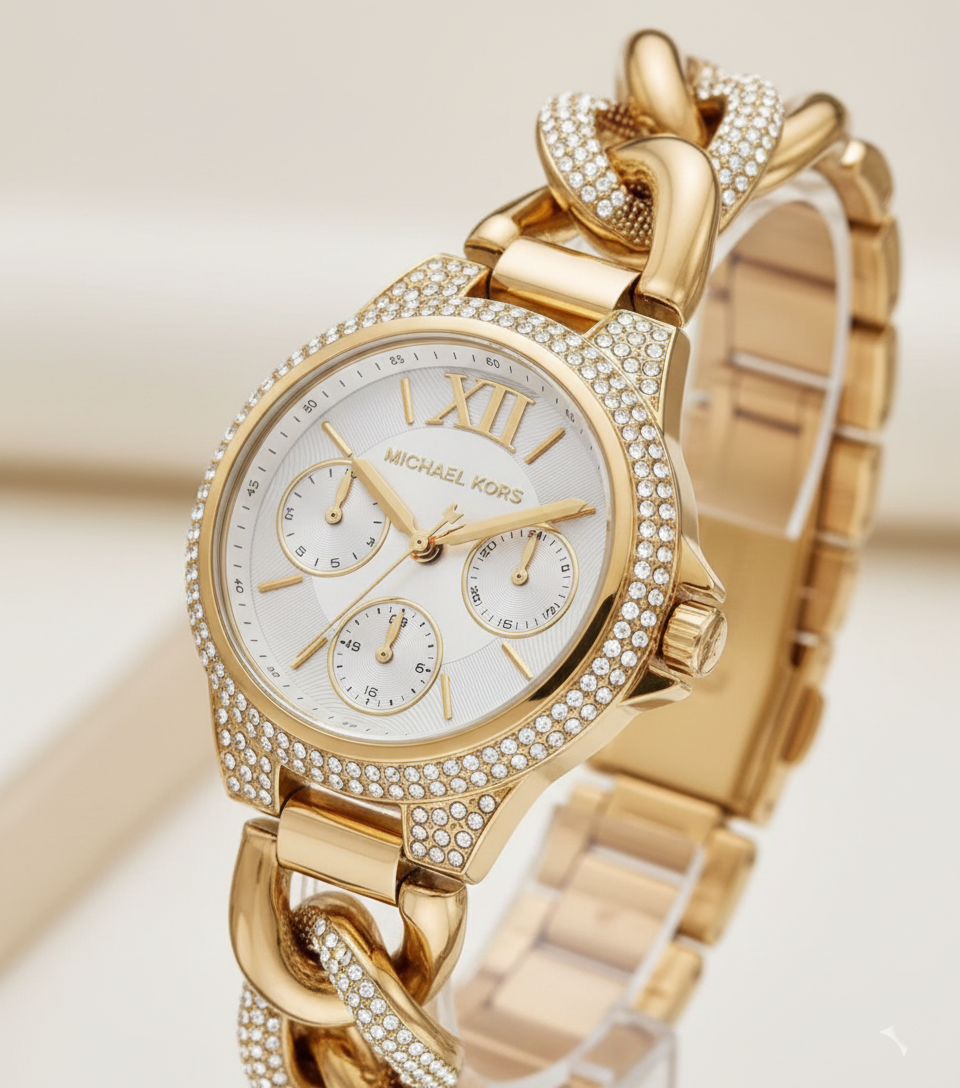 Michael Kors Mini Camille MK6842 33mm Women's Quartz Watch – Gold with Gold Chain-Link Bracelet