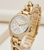 Michael Kors Mini Camille MK6842 33mm Women's Quartz Watch – Gold with Gold Chain-Link Bracelet