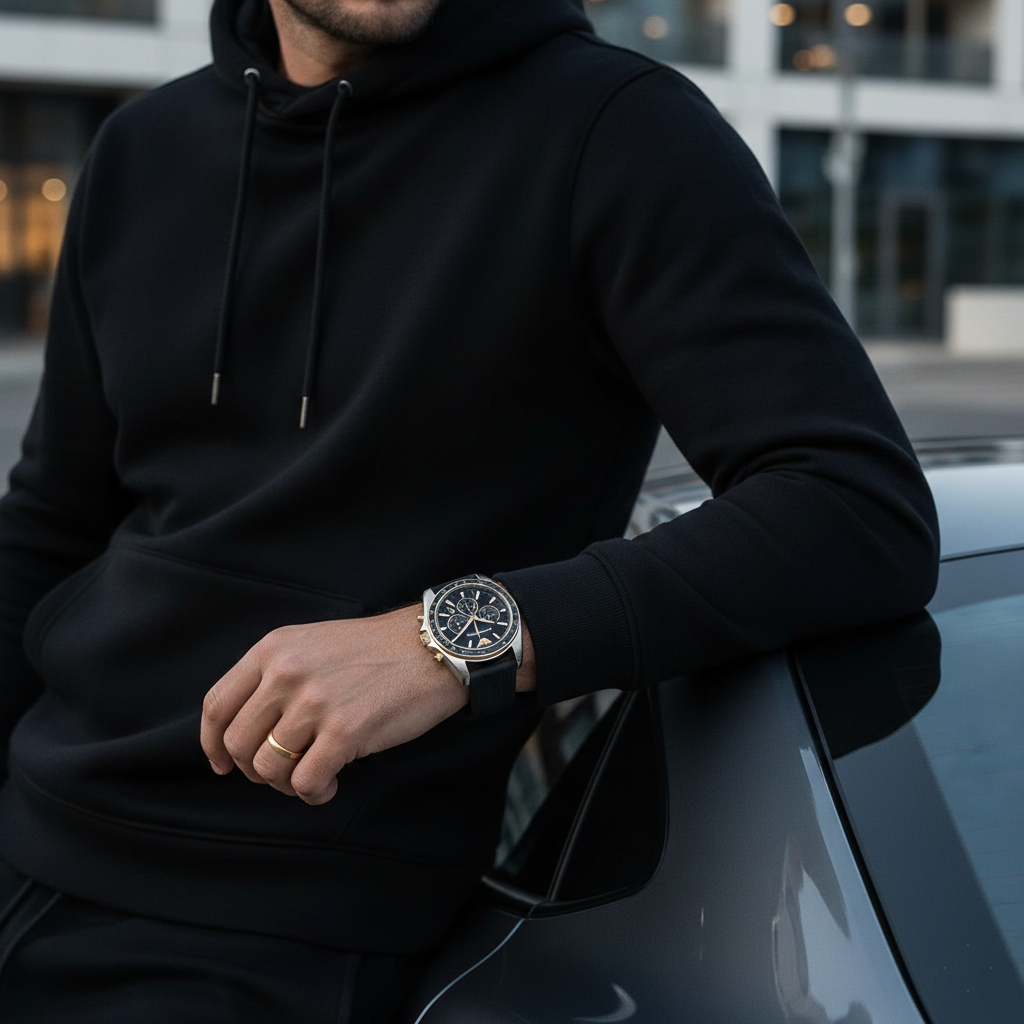 Emporio Armani Sigma AR80003 44mm Men's Chronograph Watch – Black Textured & Black Rubber Strap