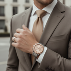 Emporio Armani Mario AR11352 43mm Men's Chronograph Watch – Champagne Sunray & Rose Gold Stainless Steel Bracelet