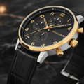 Tommy Hilfiger Leonard 1791986 44mm Men's Multi-Function Watch – Black & Black Genuine Leather Strap