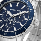 Michael Kors Cunningham MK7153 43mm Men's Chronograph Watch – Blue & Silver-Tone Stainless Steel Bracelet