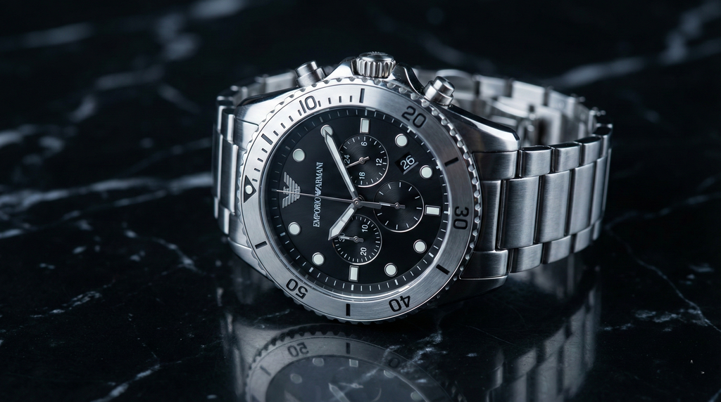 Emporio Armani Diver AR11360 Men's Chronograph Watch – Black & Black Stainless Steel Bracelet