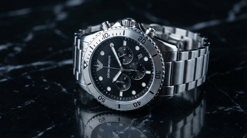 Emporio Armani Diver AR11360 Men's Chronograph Watch – Black & Black Stainless Steel Bracelet