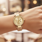 Michael Kors Parker MK4725 39mm Women's Quartz Watch – Gold with Gold Genuine Leather Strap