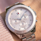 Tommy Hilfiger Mellie 1782706 Women's Multi-Function Watch – Pink & Silver Stainless Steel Bracelet