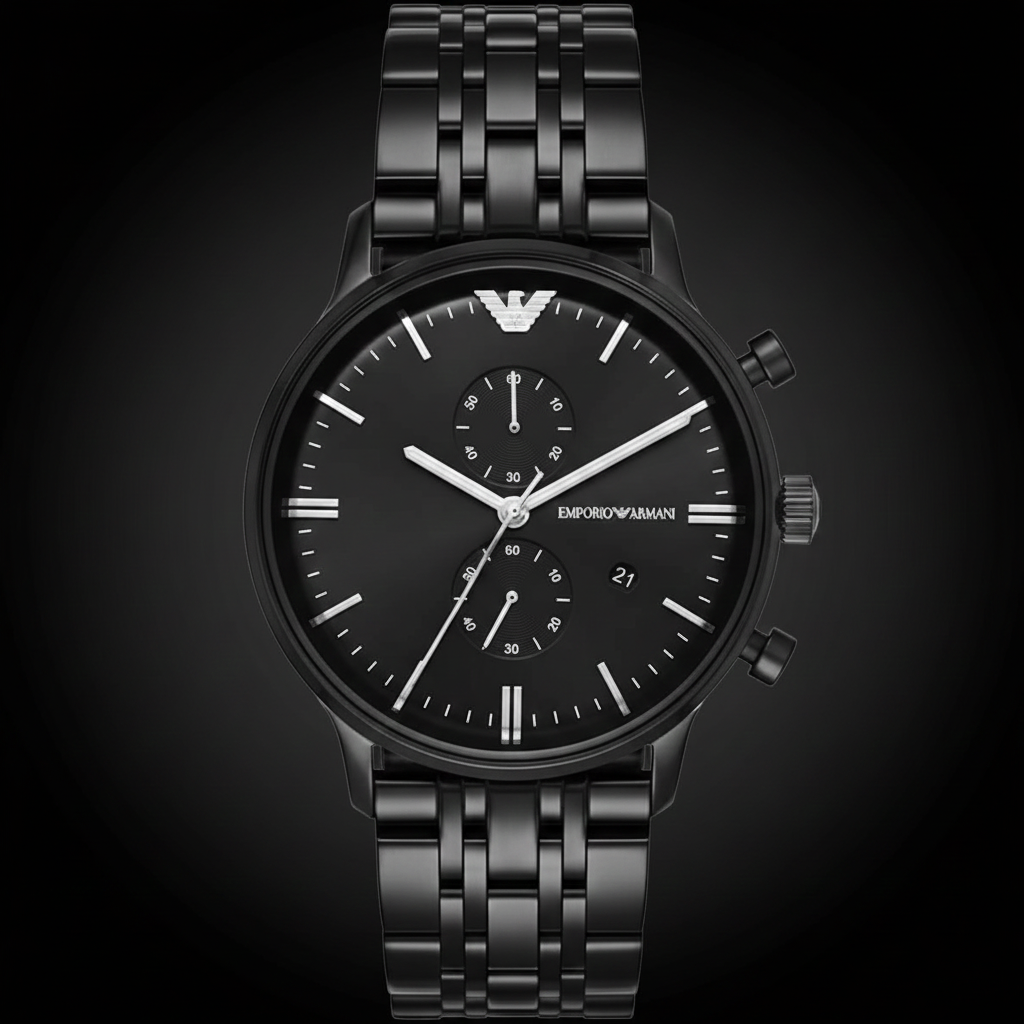 Emporio Armani Retro AR1934 43mm Men's Chronograph Watch – Black & Black Stainless Steel Bracelet