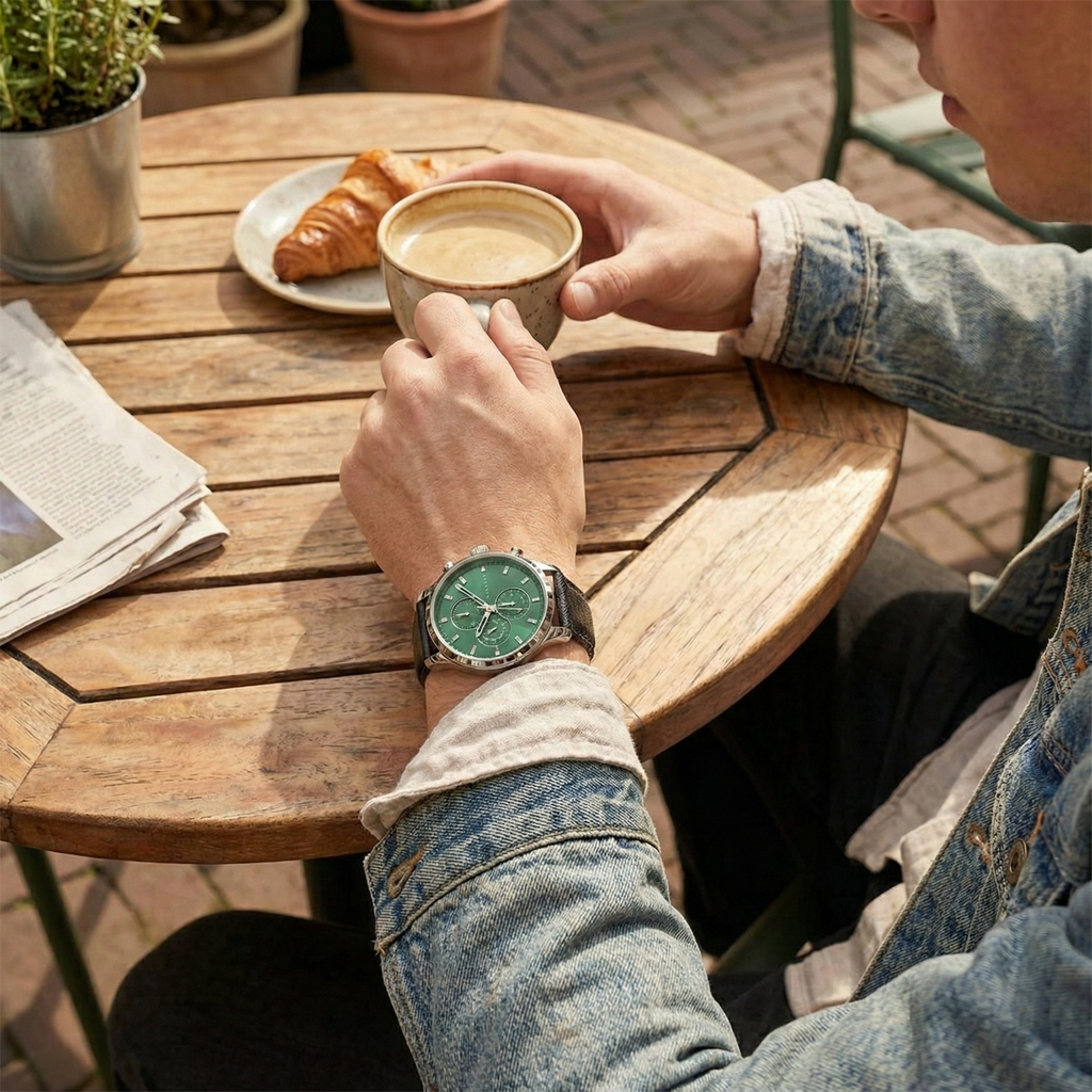 Tommy Hilfiger Signature 1792151 Men's Multi-Function Watch – Green & Black Genuine Leather Strap