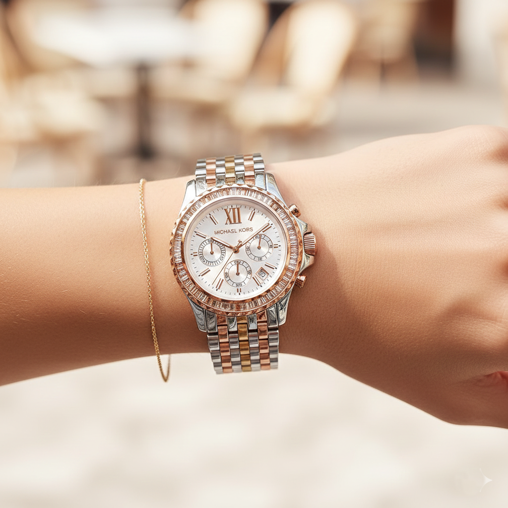Michael Kors Signature MK5876 38mm Women's Chronograph Watch – Signature with Silver Stainless Steel Bracelet
