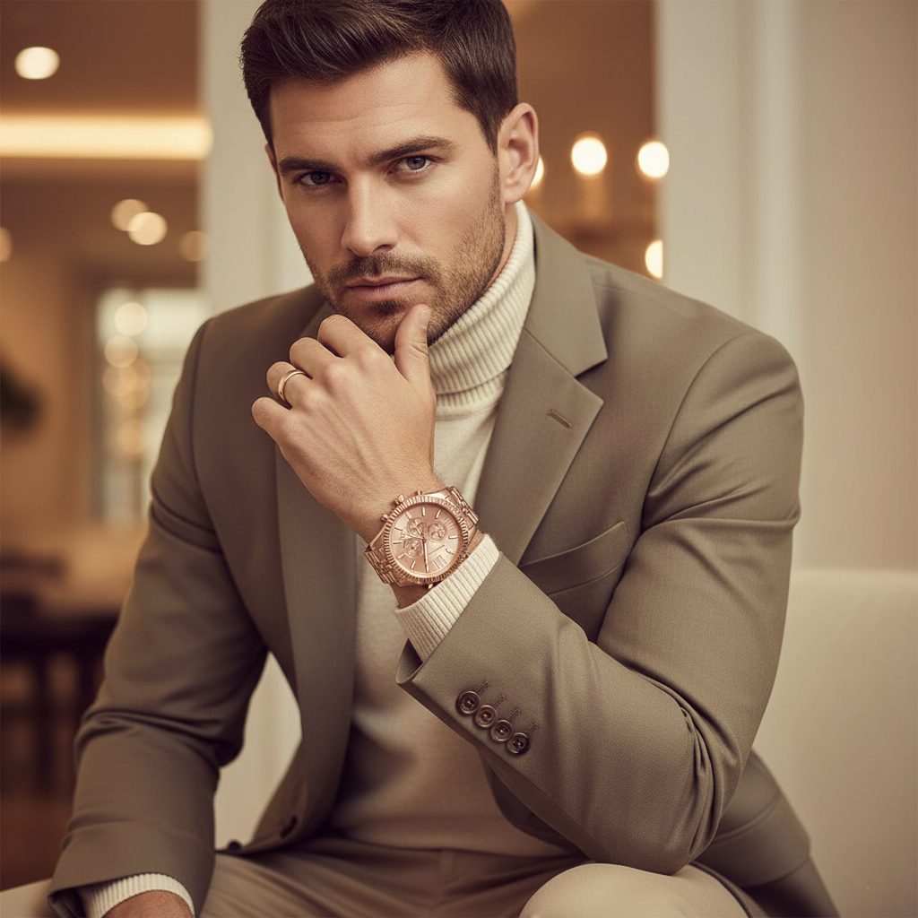 Michael Kors Lexington MK8319 45mm Men's Chronograph Watch – Rose Gold & Rose Gold-Tone Stainless Steel Bracelet
