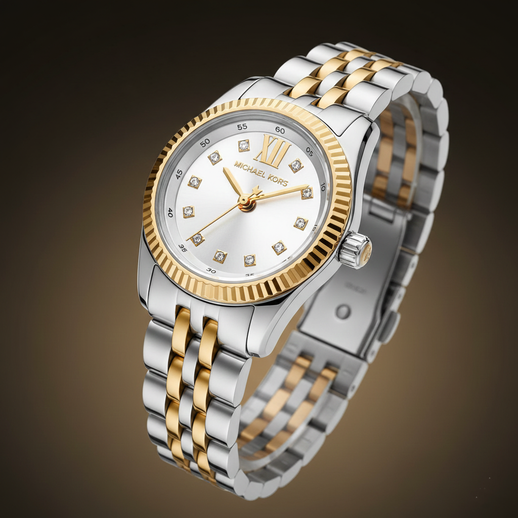 Michael Kors Lexington MK4740 26mm Women's Quartz Watch – Silver with Gold Stainless Steel Bracelet