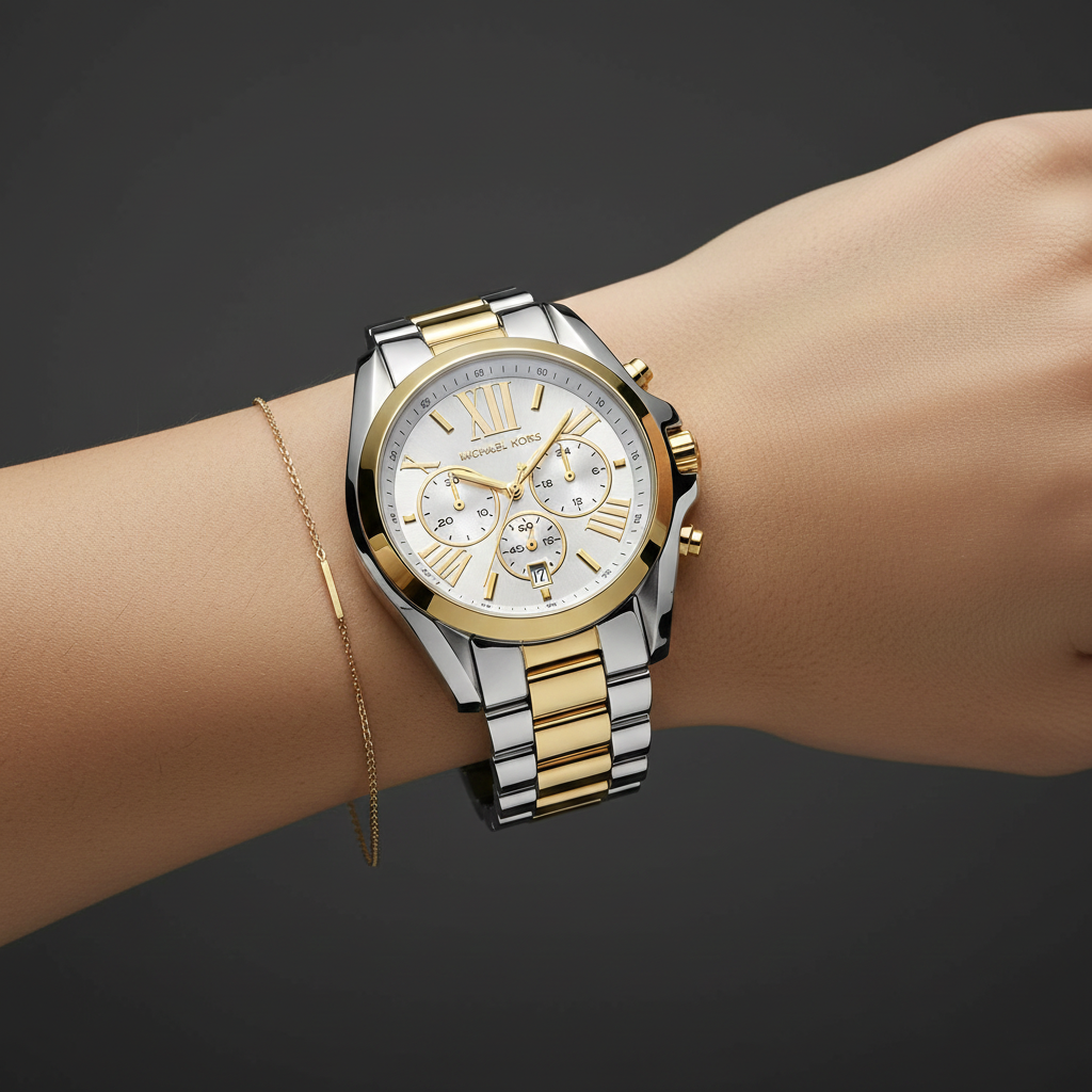 Michael Kors Bradshaw MK5627 43mm Women's Quartz Watch – White with Two-Tone Stainless Steel Bracelet