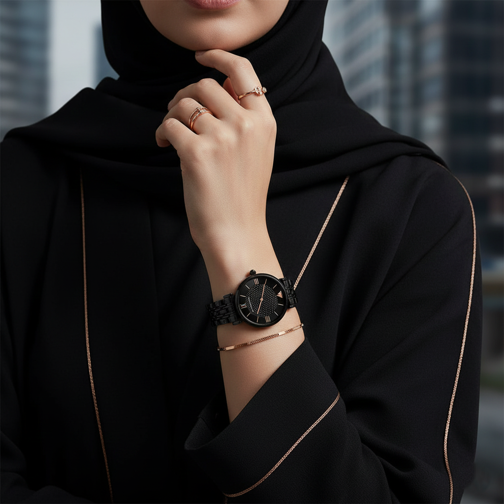 Emporio Armani Gianni T-Bar AR11245 32mm Women's Quartz Watch – Black & Rose Gold-Tone Stainless Steel Bracelet