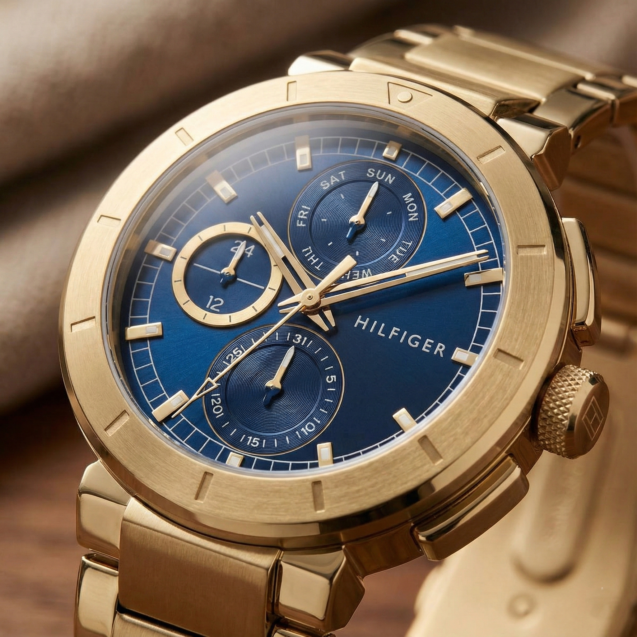 Tommy Hilfiger Signature 1792118 Men's Multi-Function Watch – Blue & Gold Stainless Steel Bracelet