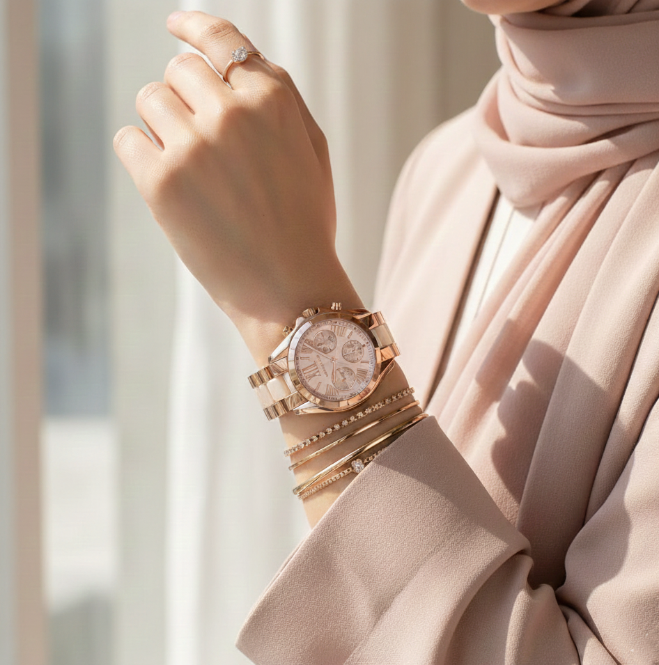 Michael Kors Bradshaw MK6066 43mm Women's Chronograph Watch – Rose Gold with Rose Gold Stainless Steel Bracelet