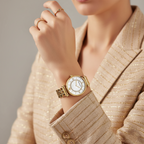 Emporio Armani Gianni T-Bar AR1907 32mm Women's Quartz Watch – Mother-of-Pearl & Gold-Tone Stainless Steel Bracelet