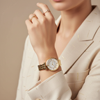 Emporio Armani Gianni T-Bar AR1907 32mm Women's Quartz Watch – Mother-of-Pearl & Gold-Tone Stainless Steel Bracelet