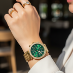 Michael Kors Parker MK6263 39mm Women's Chronograph Watch – Green with Gold Stainless Steel Bracelet