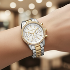 Michael Kors Ritz MK6474 37mm Women's Quartz Watch – White with Two-Tone Stainless Steel Bracelet