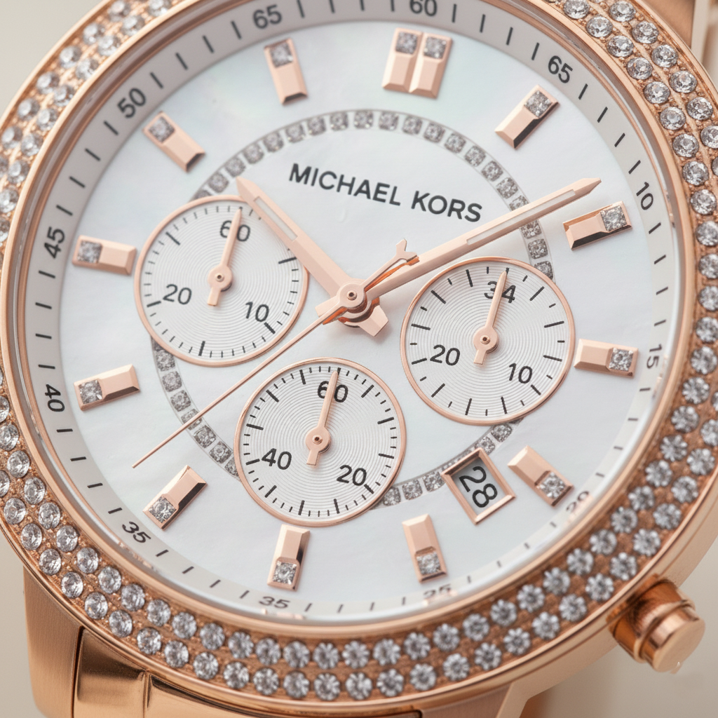 Michael Kors Parker MK5491 39mm Women's Chronograph Watch – Mother Of Pearl with Rose Gold Stainless Steel Bracelet