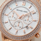 Michael Kors Parker MK5491 39mm Women's Chronograph Watch – Mother Of Pearl with Rose Gold Stainless Steel Bracelet