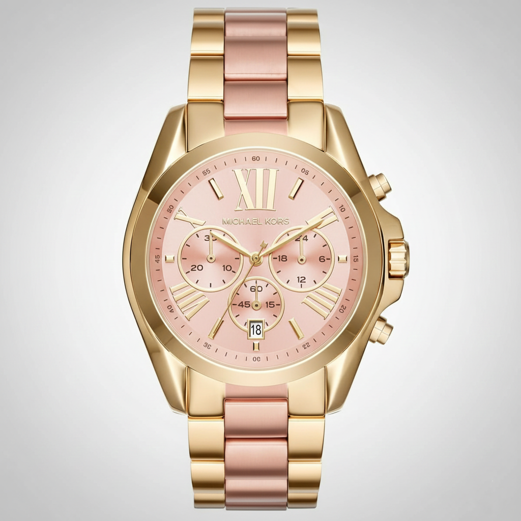 Michael Kors Bradshaw MK6359 43mm Women's Chronograph Watch – Rose Gold with Two-Tone Stainless Steel Bracelet