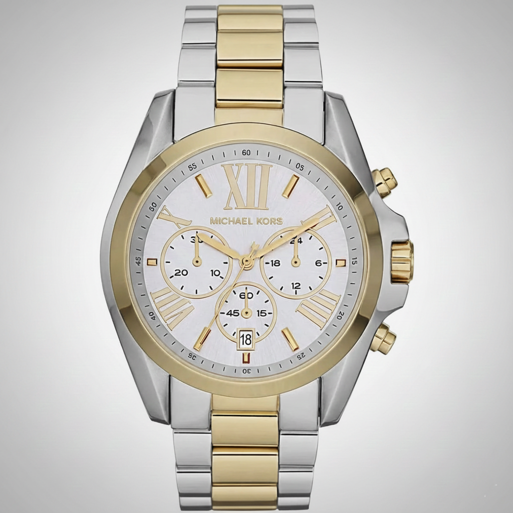 Michael Kors Bradshaw MK5627 43mm Women's Quartz Watch – White with Two-Tone Stainless Steel Bracelet