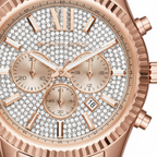 Michael Kors Lexington MK8580 45mm Men's Chronograph Watch – Rose Gold Crystal-Set & Rose Gold-Tone Stainless Steel Bracelet