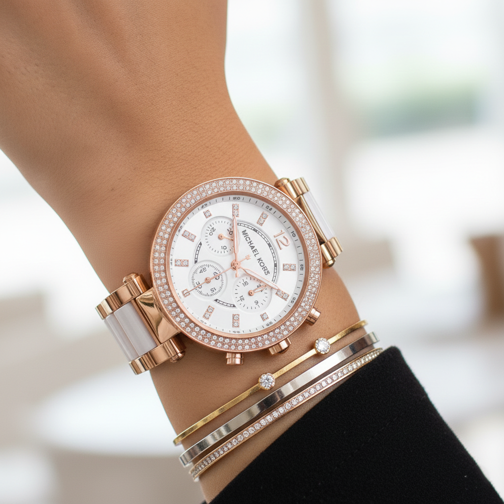 Michael Kors Parker MK5774 39mm Women's Chronograph Watch – Rose Gold with Rose Gold Stainless Steel Bracelet
