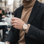 Emporio Armani Aviator AR11239 43mm Men's Chronograph Watch – Champagne Sunray & Rose Gold Stainless Steel Bracelet