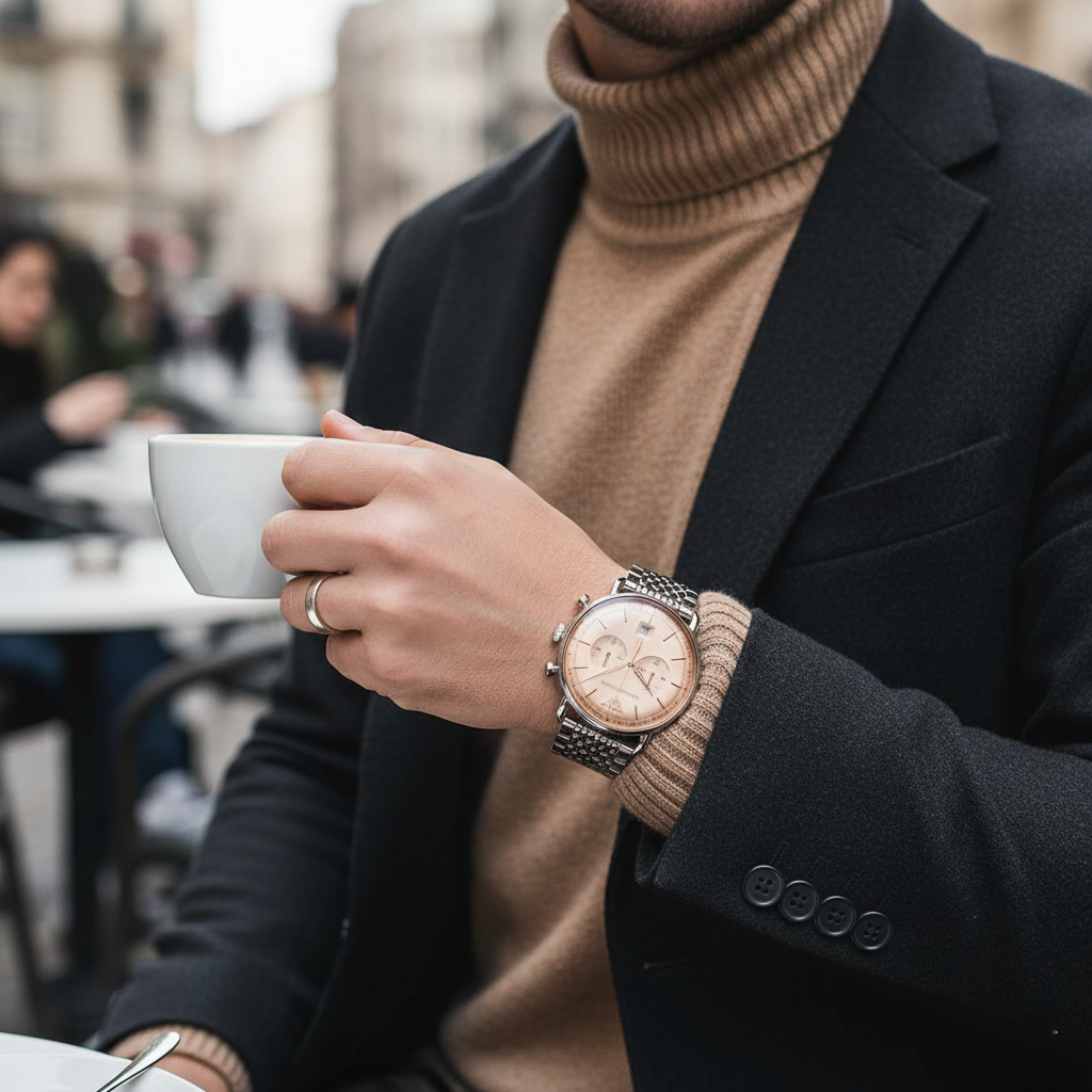 Emporio Armani Aviator AR11239 43mm Men's Chronograph Watch – Champagne Sunray & Rose Gold Stainless Steel Bracelet