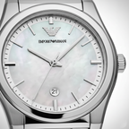 Emporio Armani Federica AR11557 32mm Women's Quartz Watch – Mother-of-Pearl & Silver-Tone Stainless Steel Bracelet