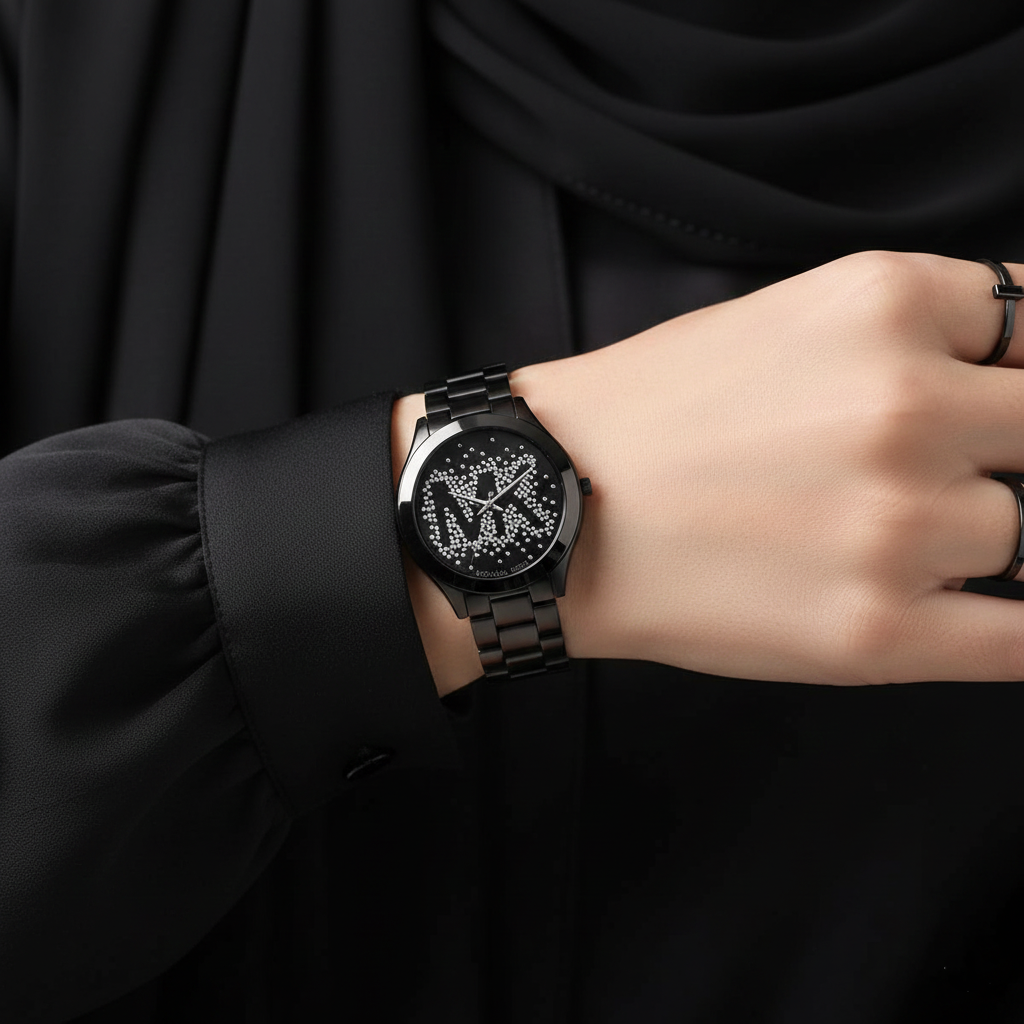 Michael Kors Runway MK3589 38mm Women's Quartz Watch – Black with Silver Stainless Steel Bracelet